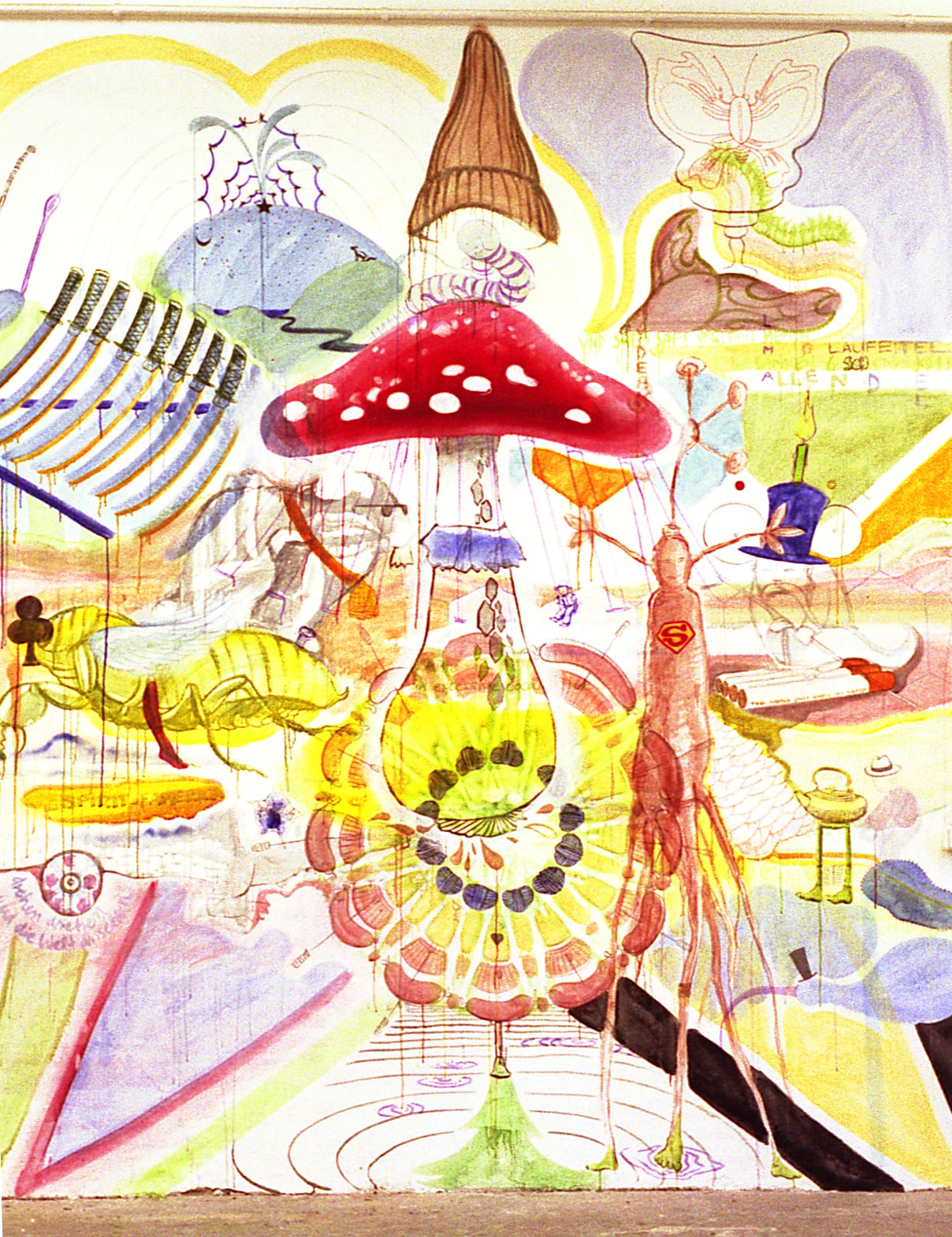 Mural/Wandbild in der Klasse Walter Dahn. 