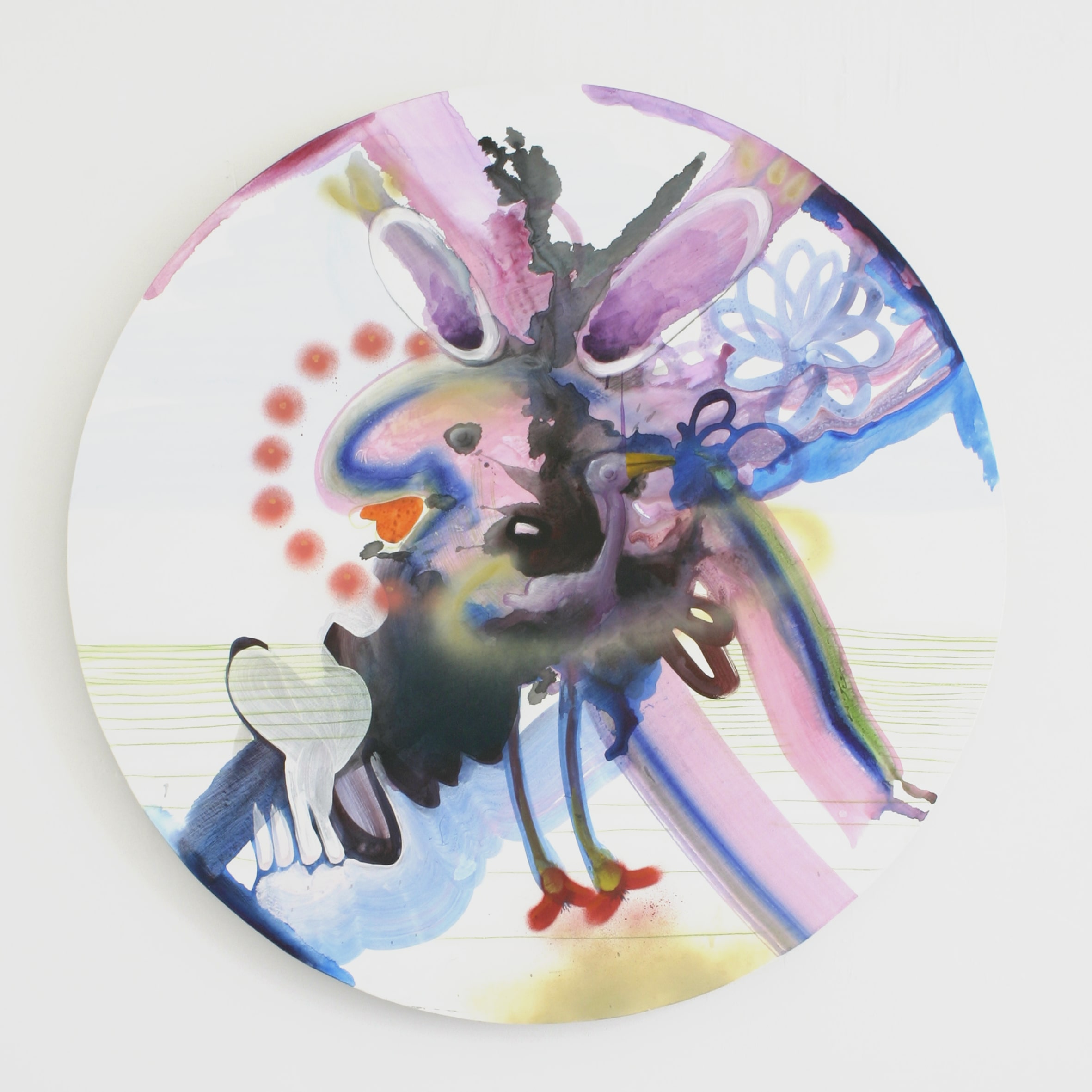 Malerei auf Holzplatte im Durchmesser von 112 cm