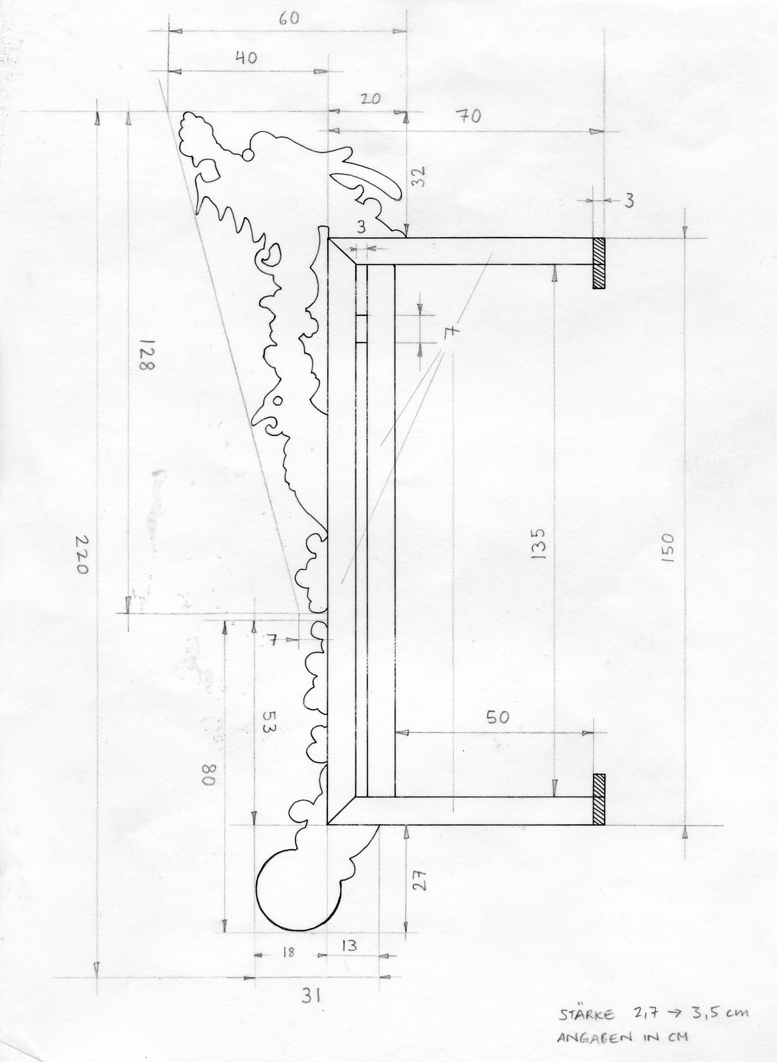 Technische Zeichnung Drachenlampe