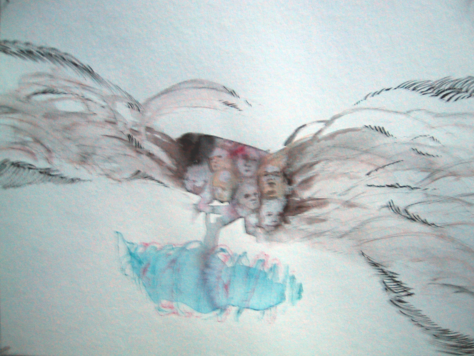 Zeichnung mit Aquarellfarbe 