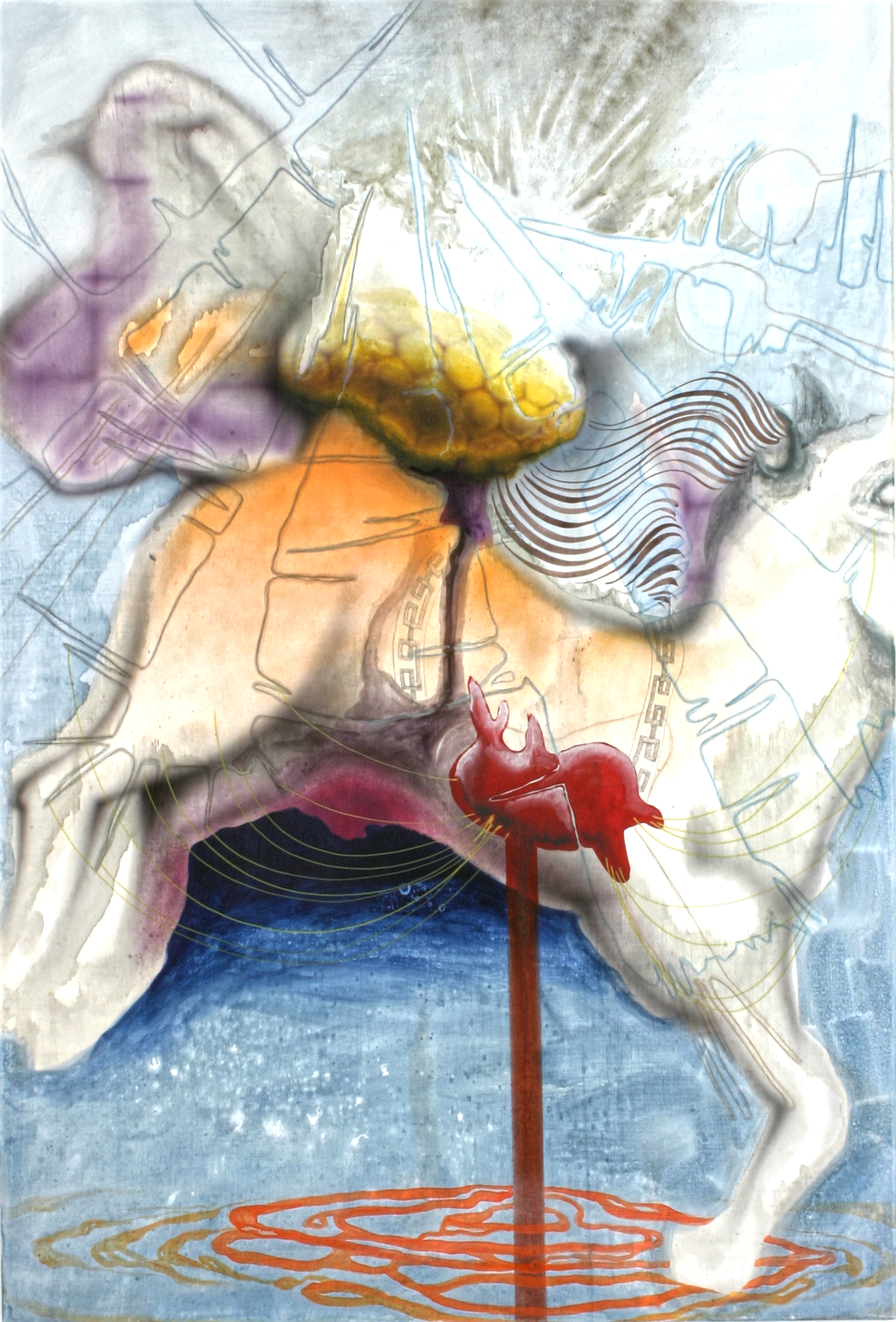 carousel horse dancing, painting on canvas